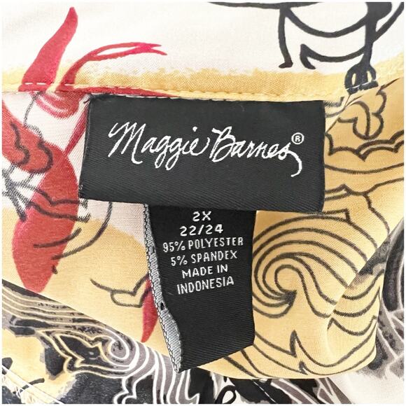 Maggie Barnes Women’s Vintage Satin Button Down Blouse Size 2X 22/24 Artsy - Picture 9 of 10